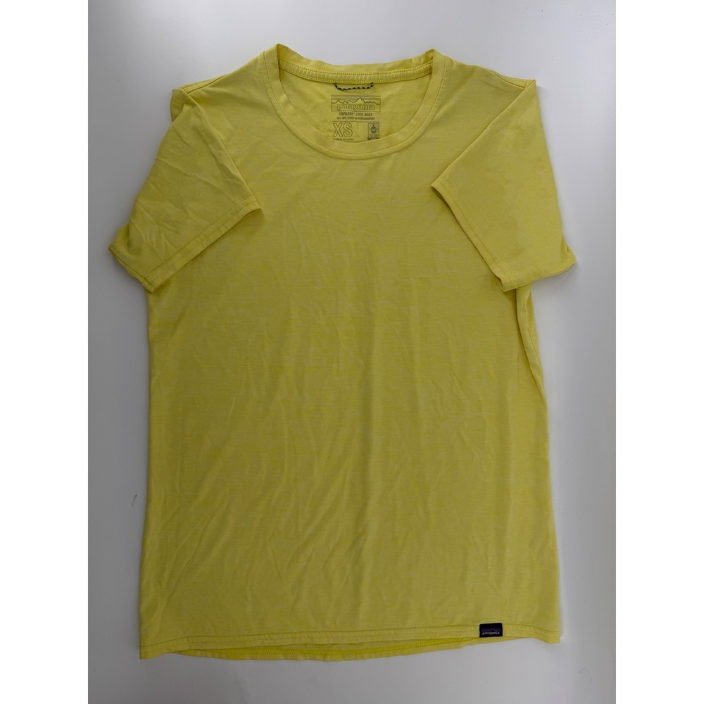 Patagonia Capilene Cool Daily Shirt Yellow Heather XS Short Sleeve UPF 50+ Tee